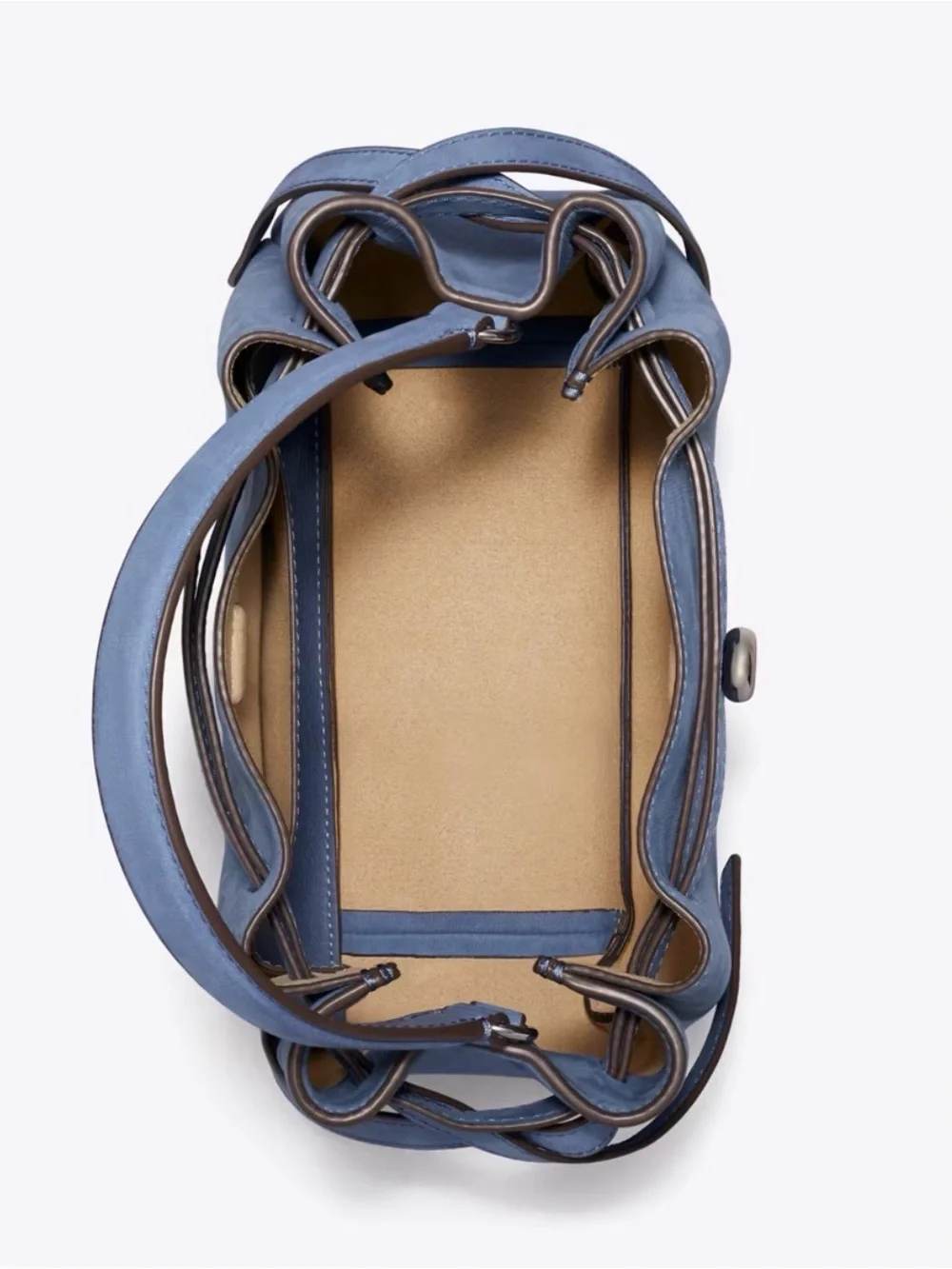 🔵 NWT STILL IN FACTORY WRAPPING Blue Leather Bucket Tote Bag By Tory Burch 🔵
